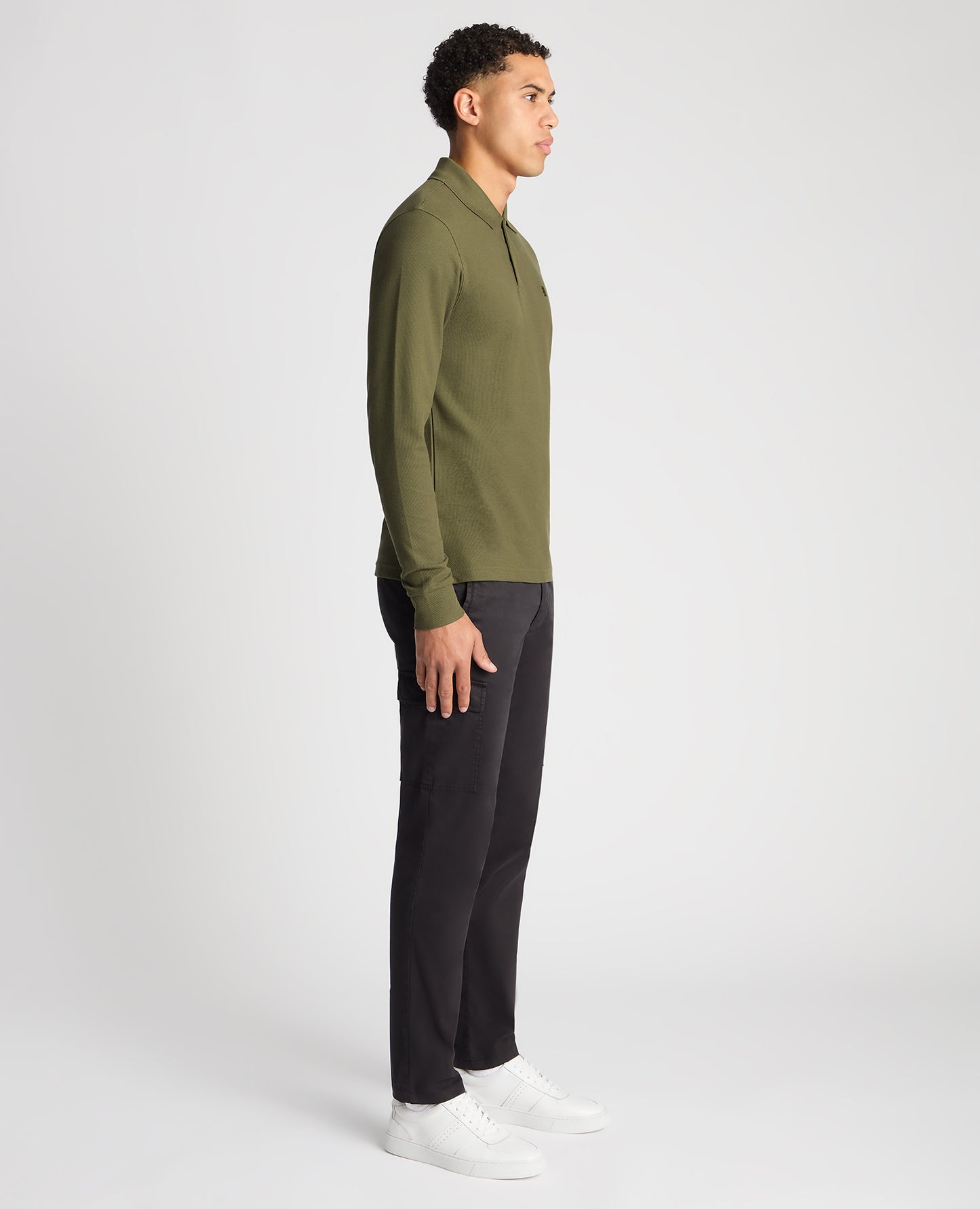 Remus Uomo 58797 35 Khaki Long Sleeve Polo Shirt