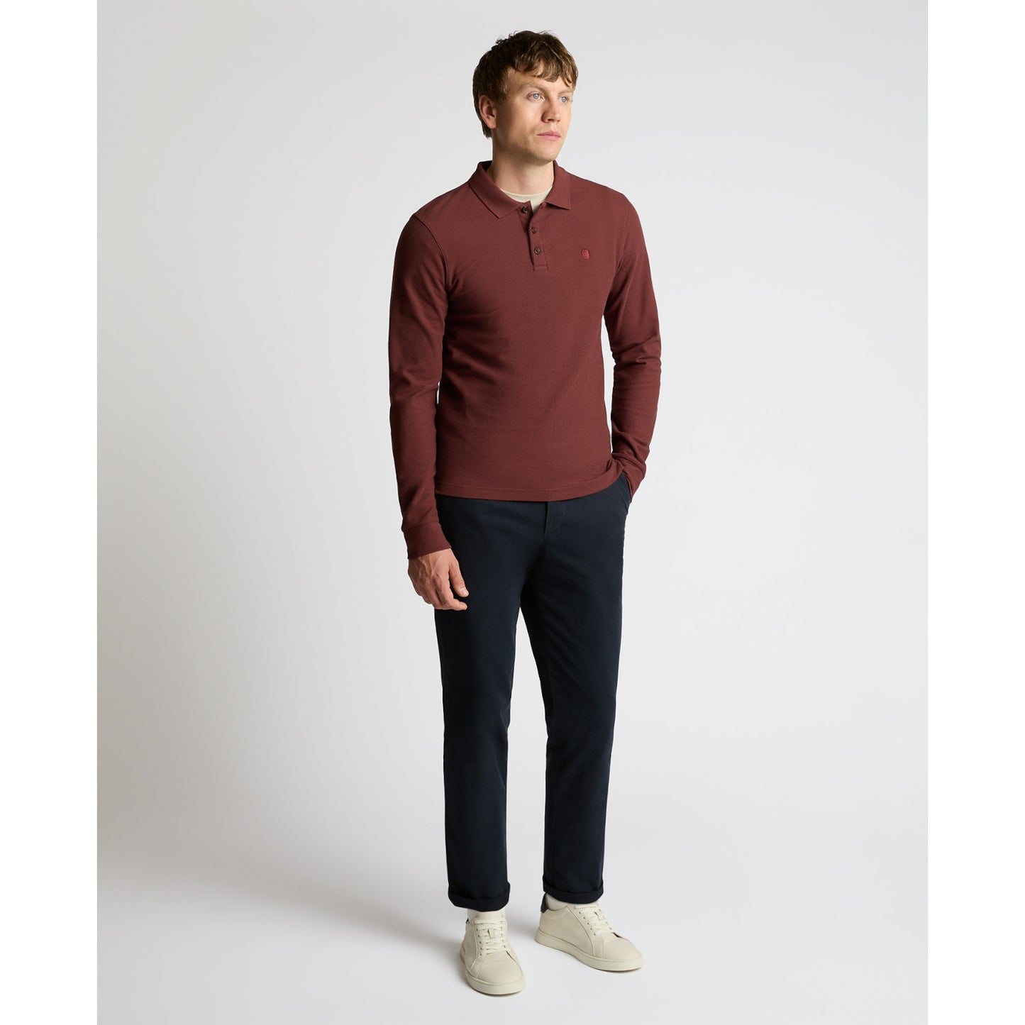 Remus Uomo 58797 59 Rust Long Sleeve Polo Shirt