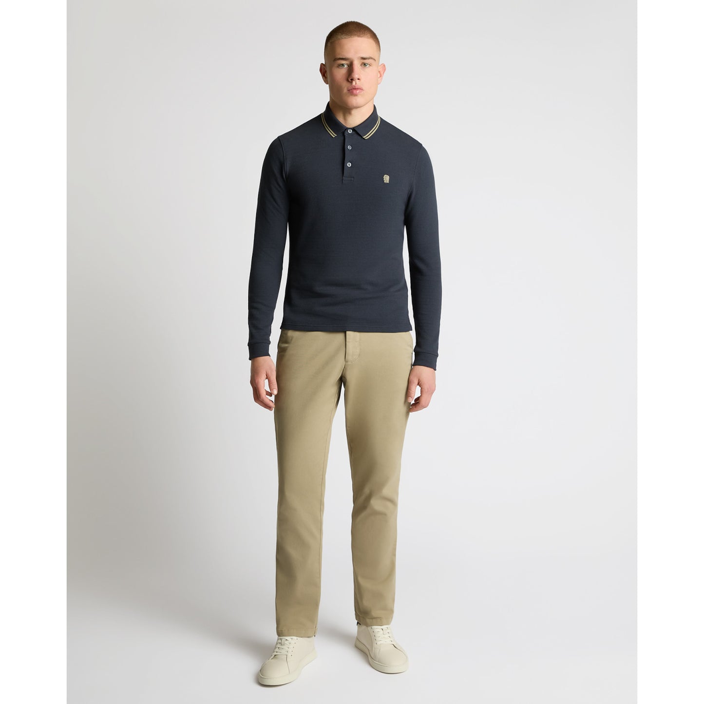 Remus Uomo 58861 28 Slate Blue Long Sleeve Polo Shirt