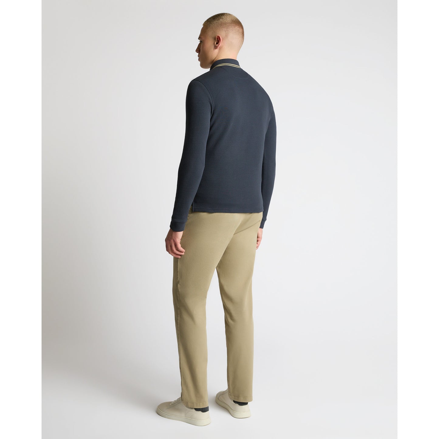 Remus Uomo 58861 28 Slate Blue Long Sleeve Polo Shirt