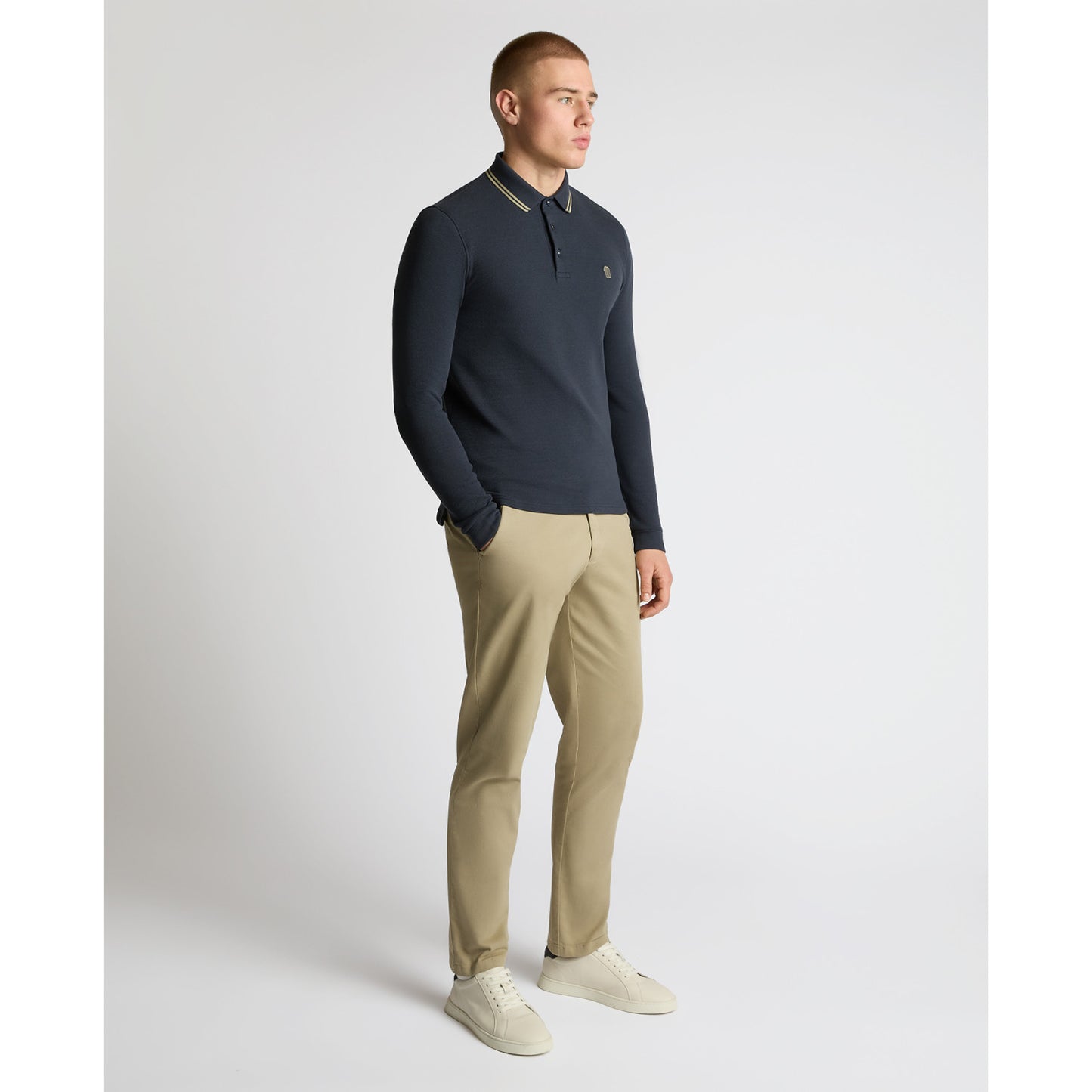Remus Uomo 58861 28 Slate Blue Long Sleeve Polo Shirt
