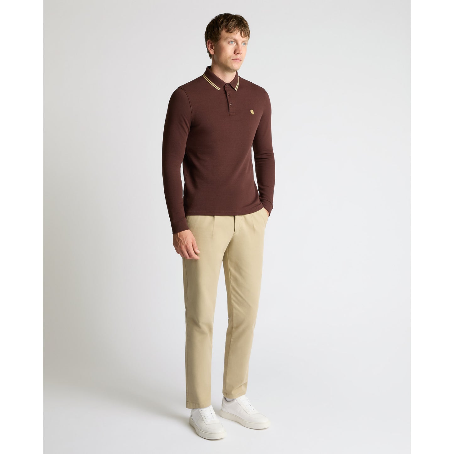 Remus Uomo 58861 48 Brown Long Sleeve Polo Shirt