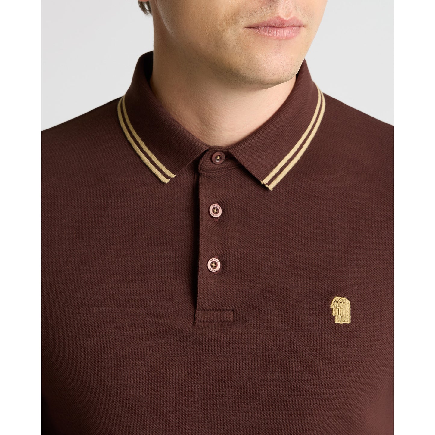 Remus Uomo 58861 48 Brown Long Sleeve Polo Shirt