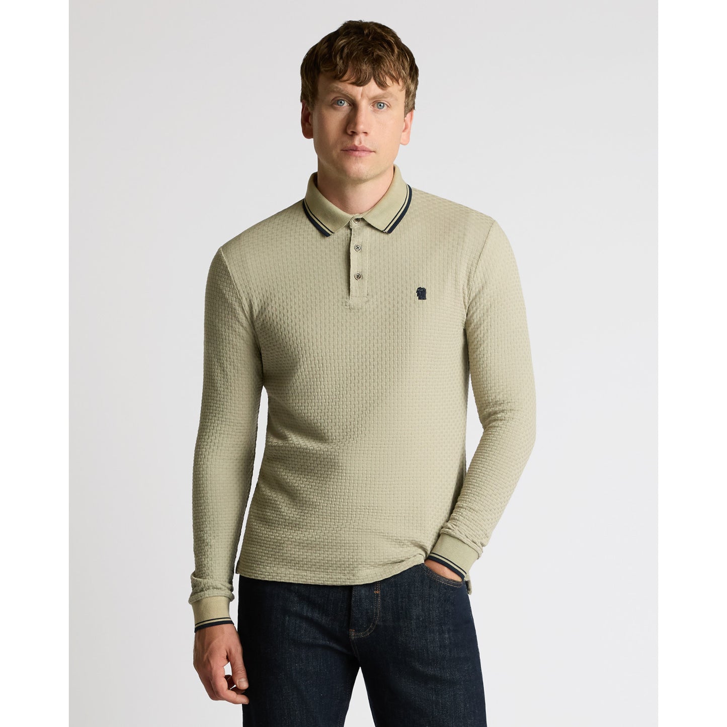 Remus Uomo 58862 92 Beige Long Sleeve Polo Shirt