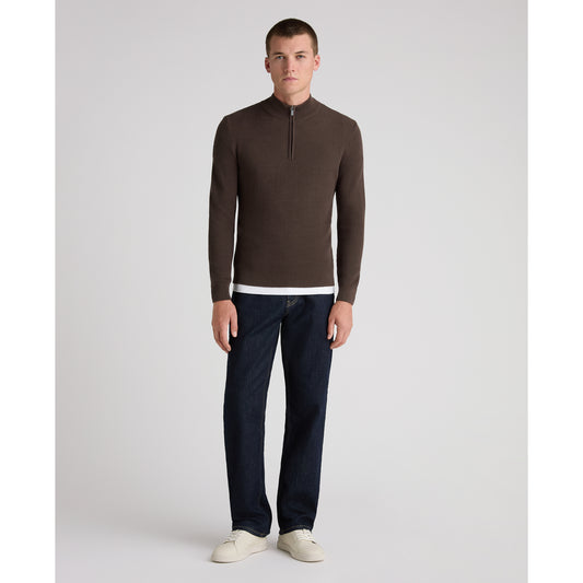 Remus Uomo 58890 47 Brown Long Sleeve Knit Half Zip