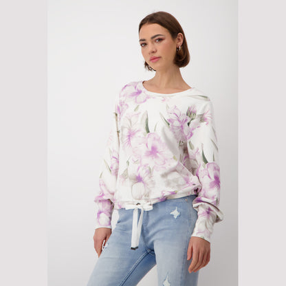 Monari 408232 419 Lavender Rose Pattern Sweatshirt