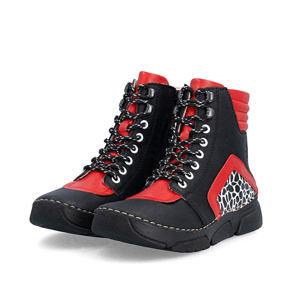 Rieker 45904-00 Black Combination Mid Height Boots