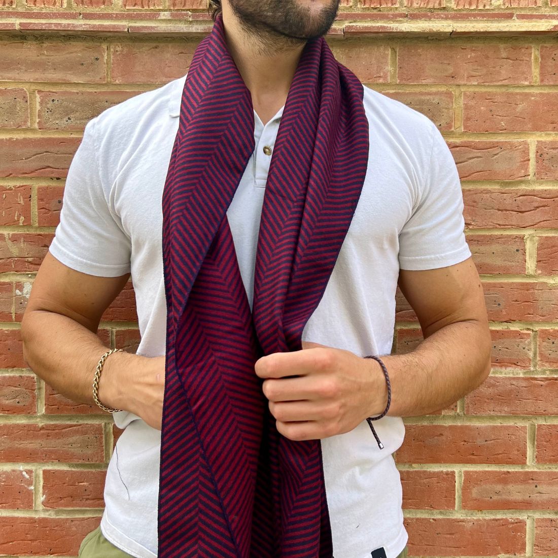 Swole Panda Red Herringbone Scarf