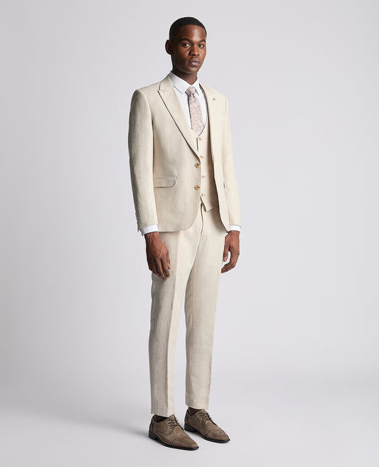 Remus Uomo 12271 91 Stone Linen Tapered Suit Jacket