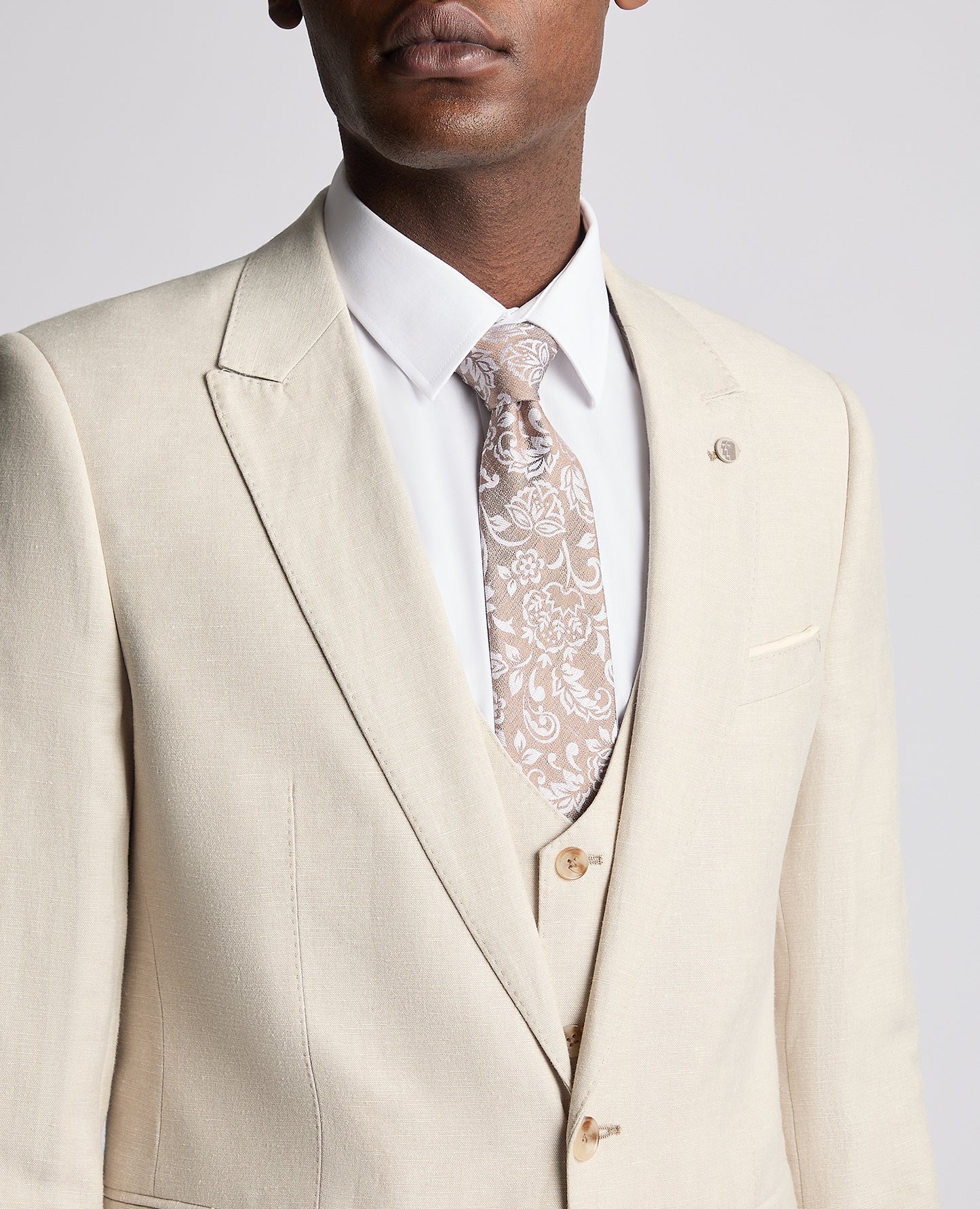 Remus Uomo 12271 91 Stone Linen Tapered Suit Jacket