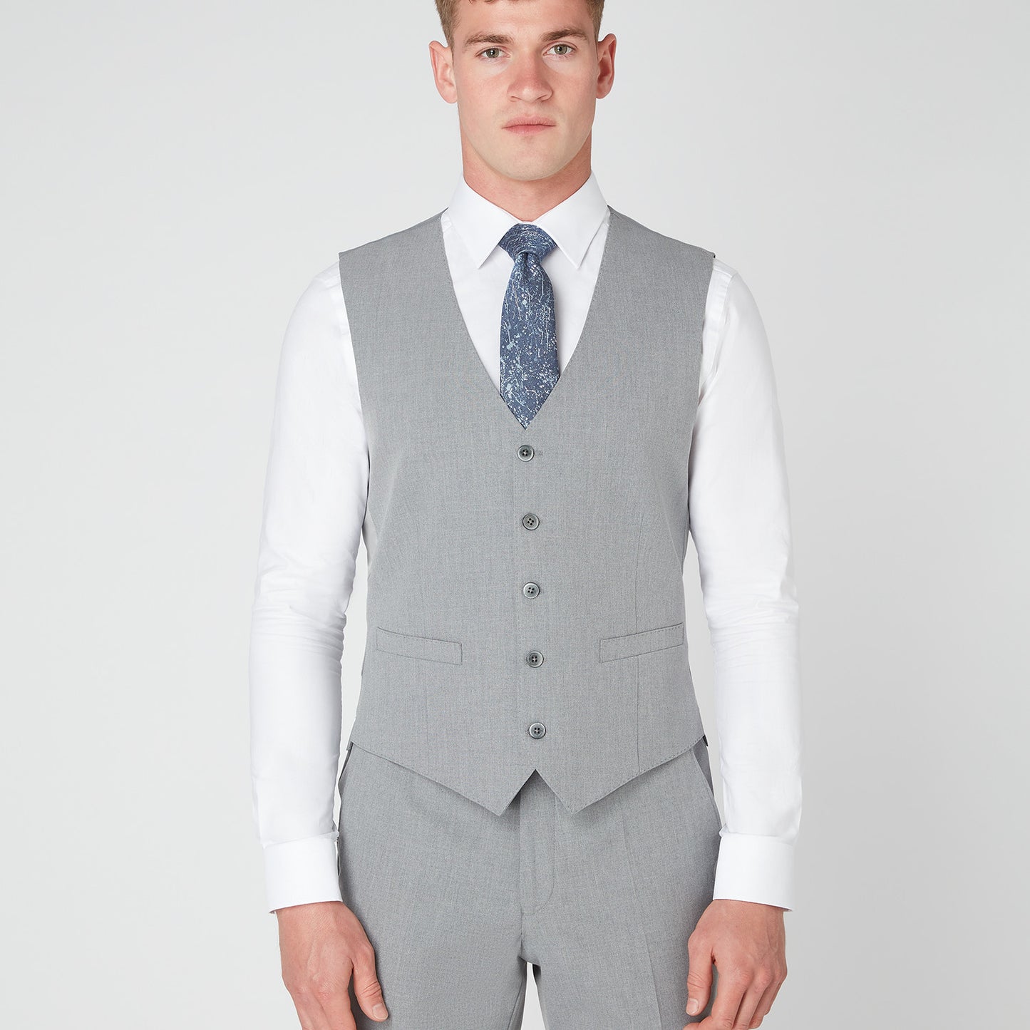 Remus Uomo 51770 05 Light Grey Tapered Suit Waistcoat