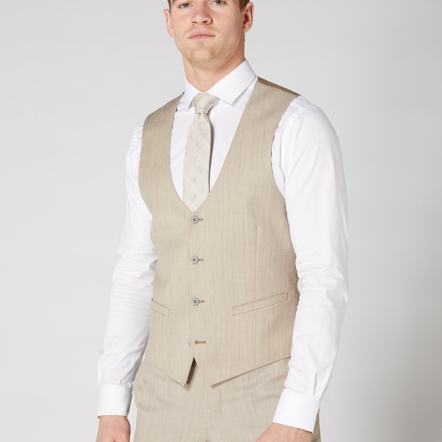 Remus Uomo 52004 92 Light Beige Slim Suit Waistcoat