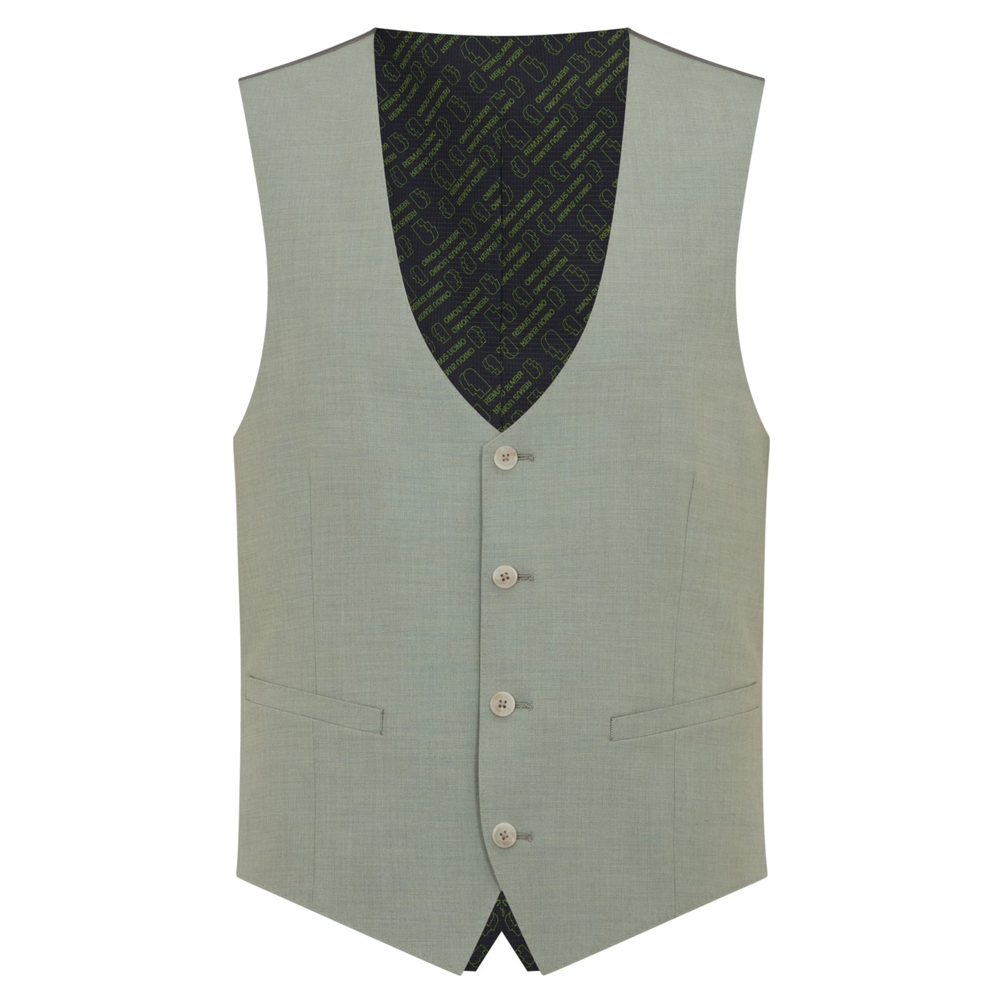 Remus Uomo 52703 32 Light Green/Grey Slim Fit Suit Waistcoat