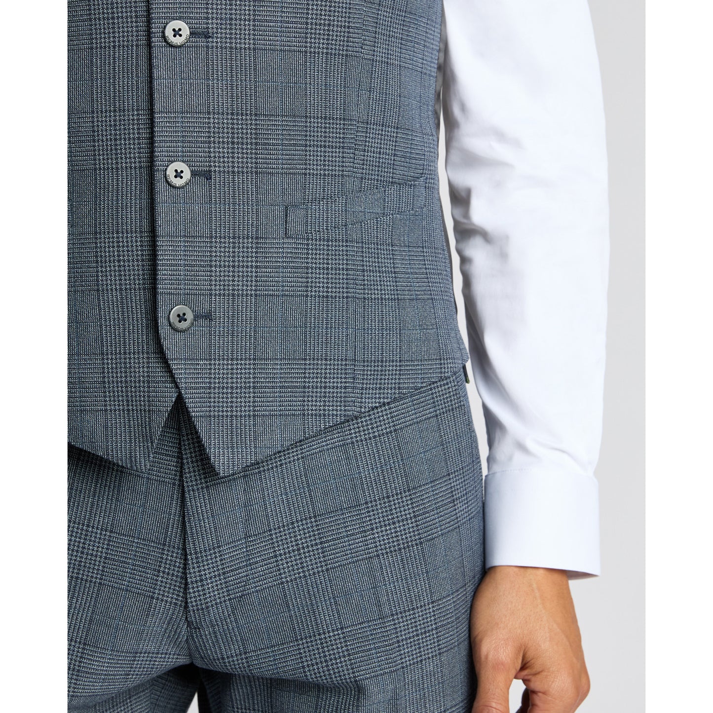 Remus Uomo 52731 26 Blue Check Tapered Waistcoat