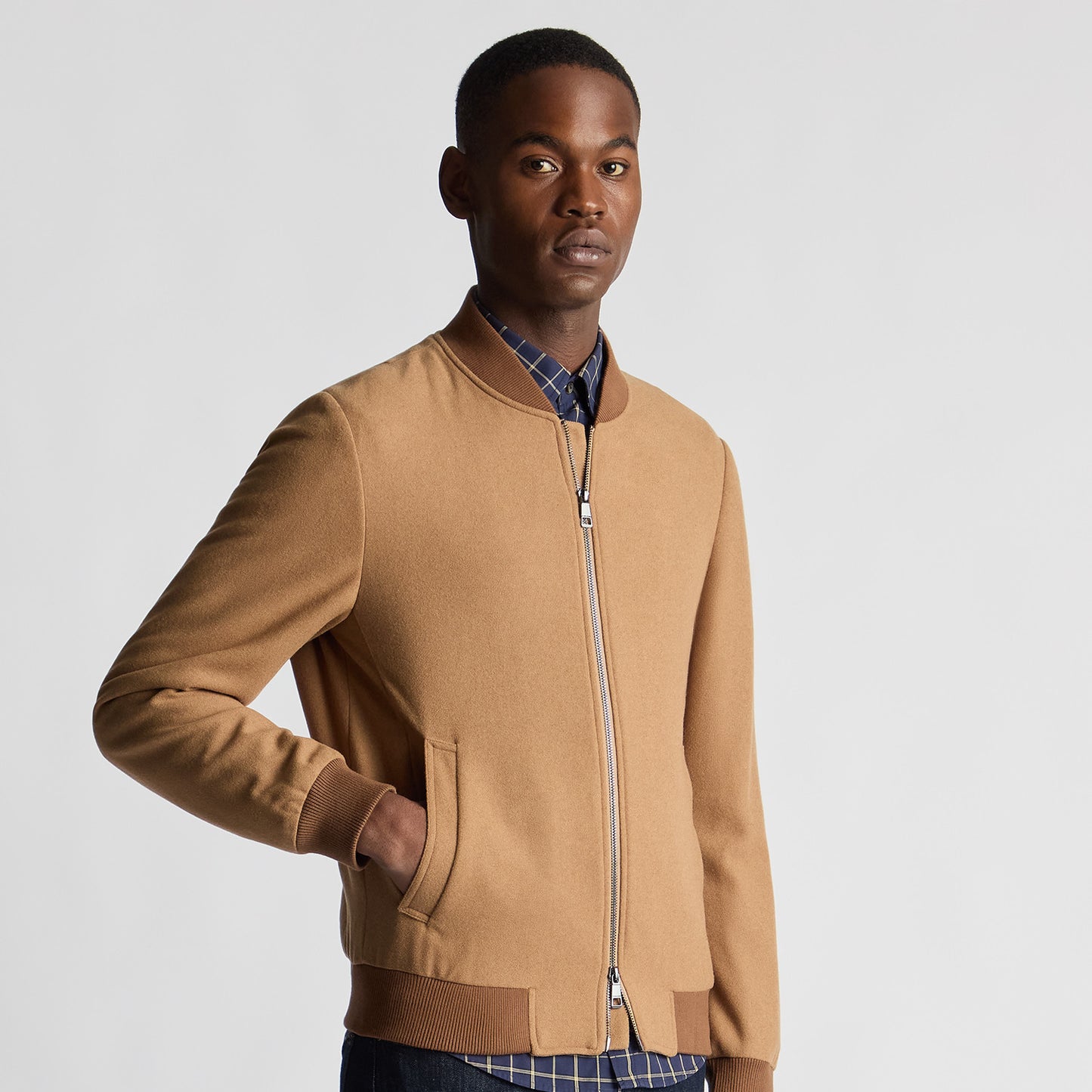 Remus Uomo 80471 56 Peach Flannel Bomber Jacket