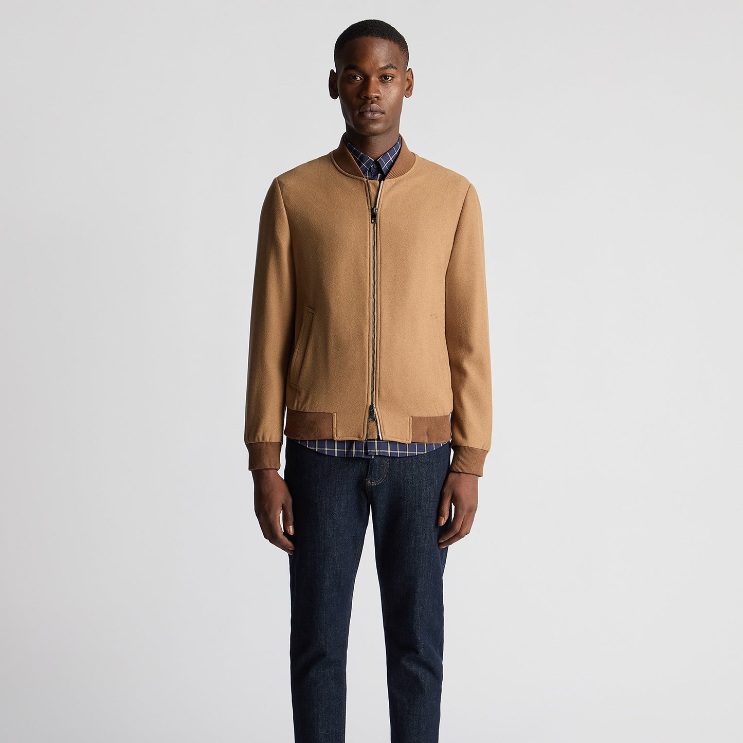 Remus Uomo 80471 56 Peach Flannel Bomber Jacket