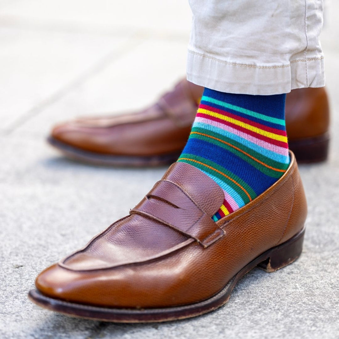 Swole Panda Navy Stripe Socks
