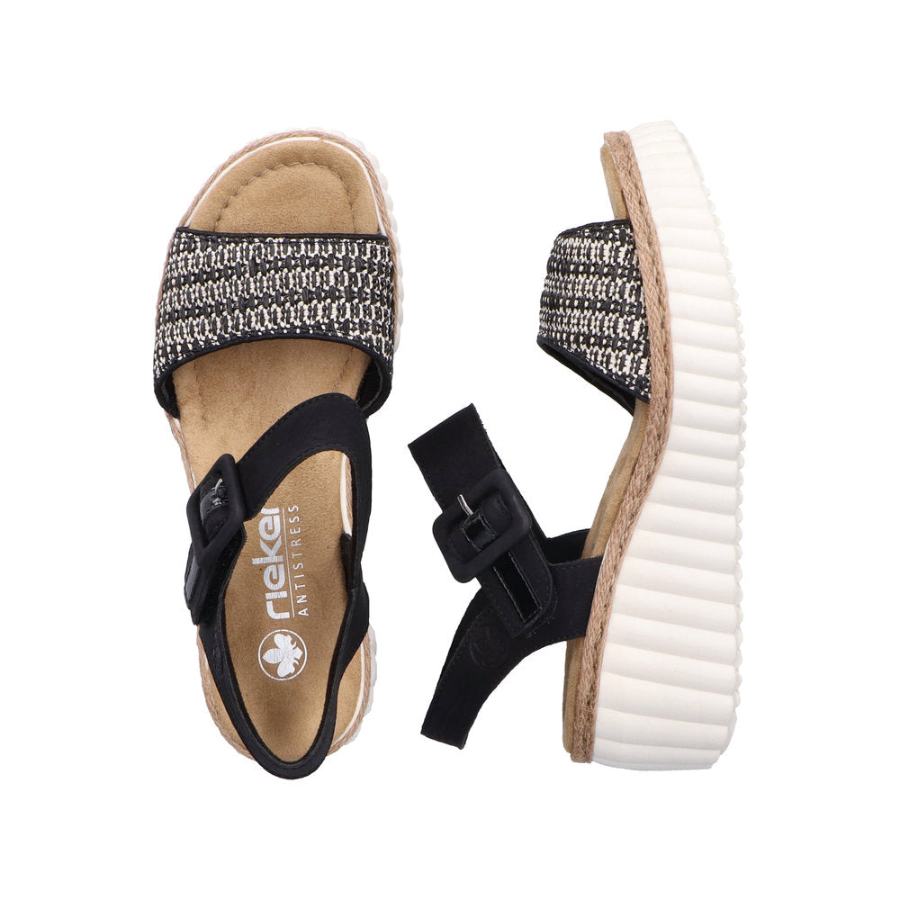 Rieker 69176-00 Black Sandals