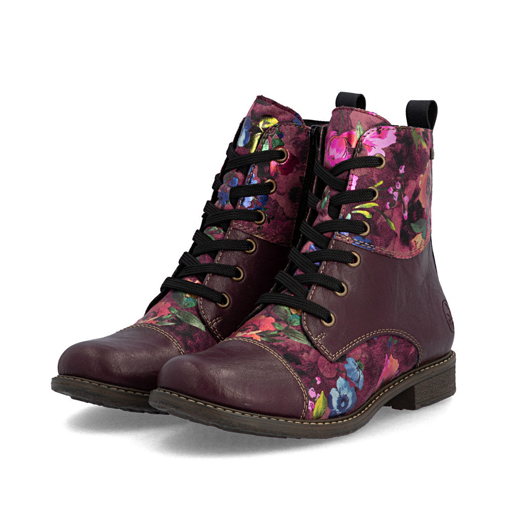 Rieker 74800-30 Red Combination Mid Height Boots