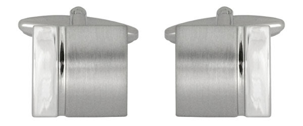Curved + Stripe Rhodium Cufflinks