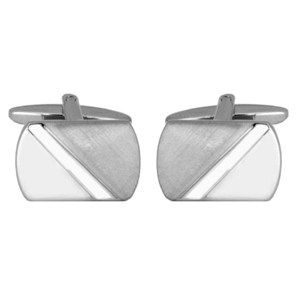 Wallace Diagonal Design Rhodium Cufflinks