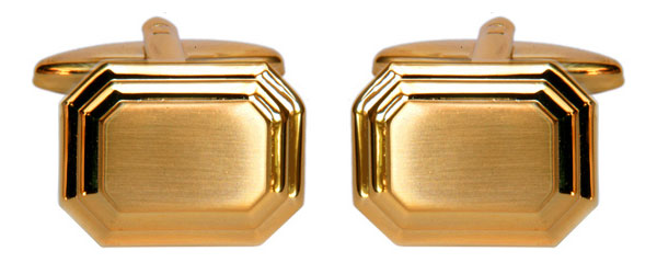 Rectangle Cut Edge + Corner Gold Cufflinks