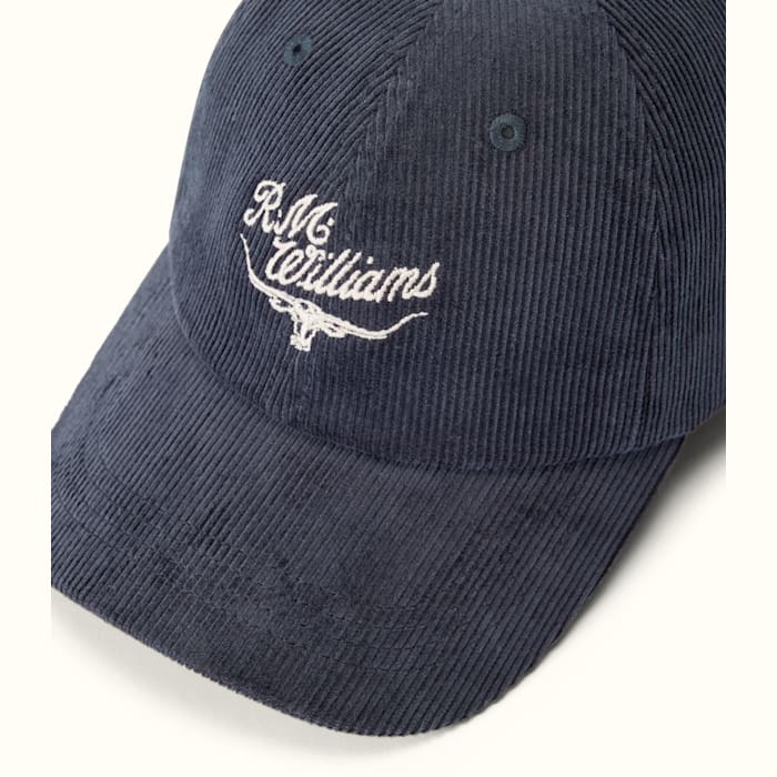 RM Williams Script Longhorn Slate Cord Cap