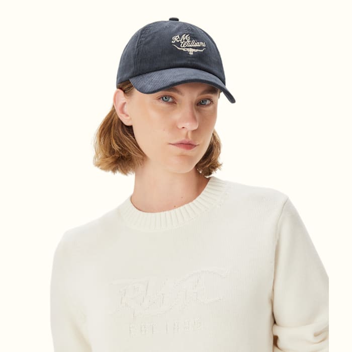 RM Williams Script Longhorn Slate Cord Cap