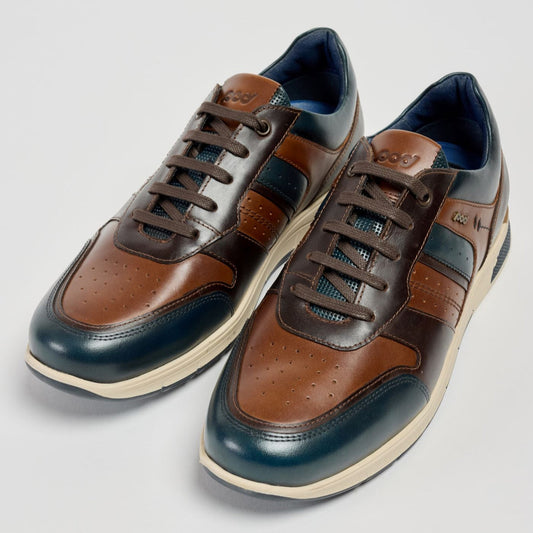 Pod Arrow Navy Leather Trainers