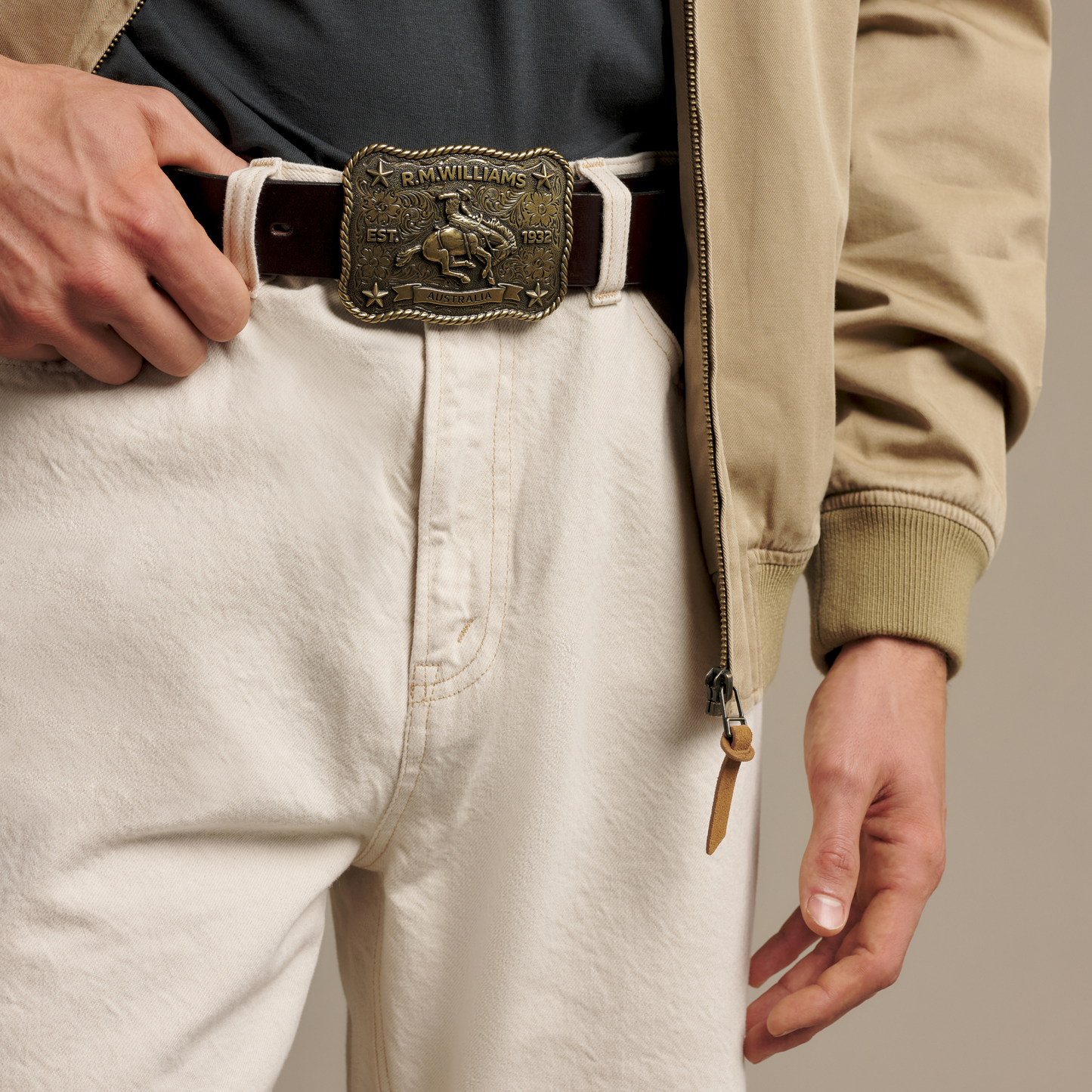 RM Williams Cloudbuster Antique Brass Trophy Buckle