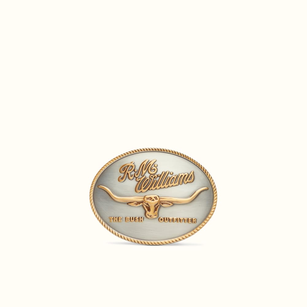 RM Williams R.M.Williams Silver Gold Logo Buckle Silver Gold