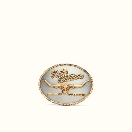 RM Williams R.M.Williams Silver Gold Logo Buckle Silver Gold