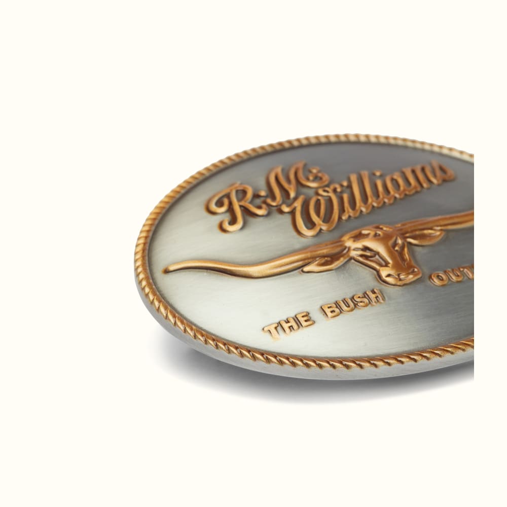 RM Williams R.M.Williams Silver Gold Logo Buckle Silver Gold