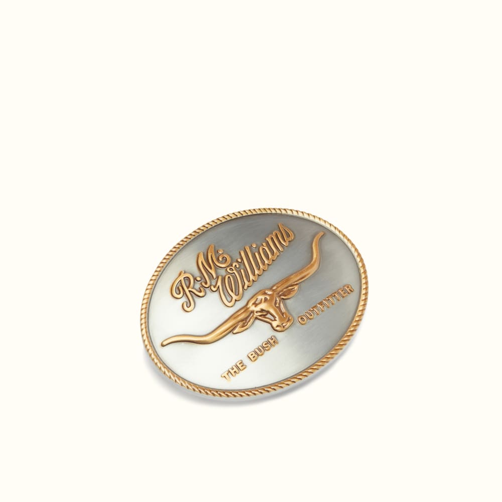 RM Williams R.M.Williams Silver Gold Logo Buckle Silver Gold