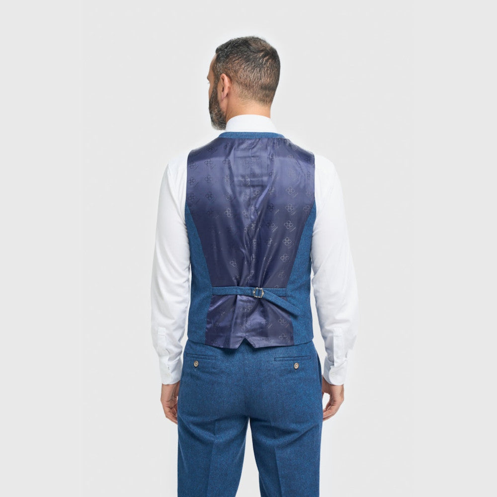 Cavani Wallace Blue Tweed Waistcoat