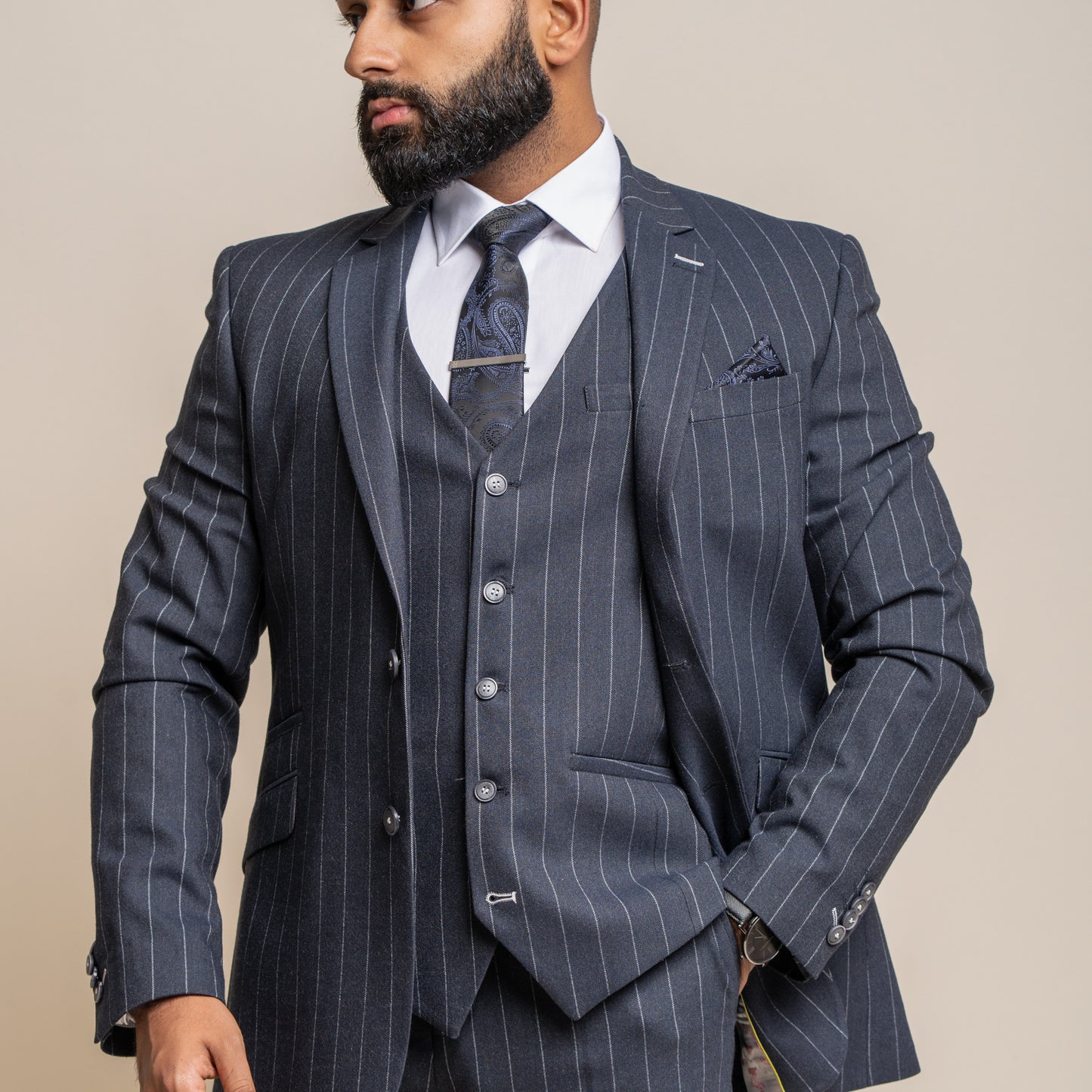 Cavani Invincible Navy Pinstripe Jacket