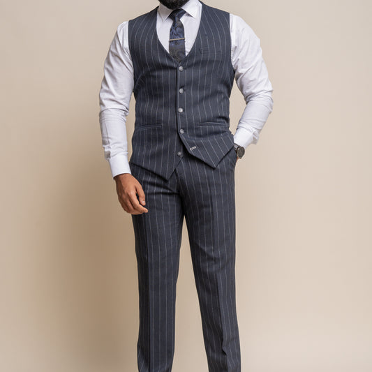 Cavani Invincible Navy Pinstripe Waistcoat
