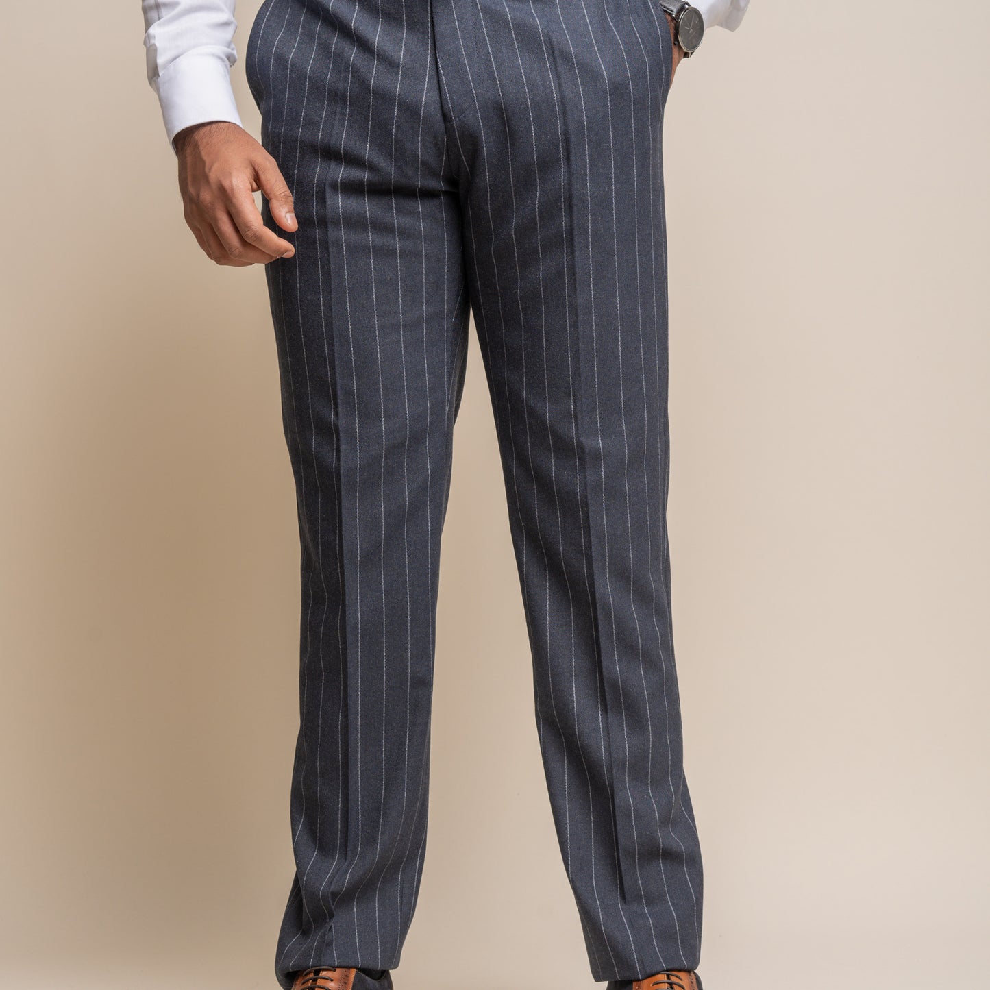 Cavani Invincible Navy Pinstripe Trouser