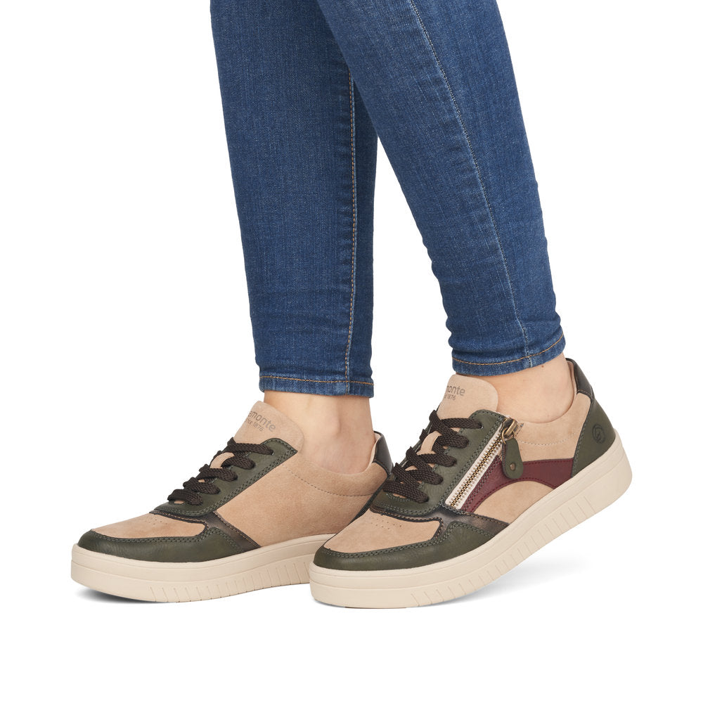 Remonte D0J01-54 Kendra Forest/Camel/Antique/Wine Trainers