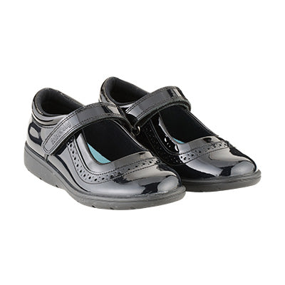 Term Vega Black Patent School Shoes
