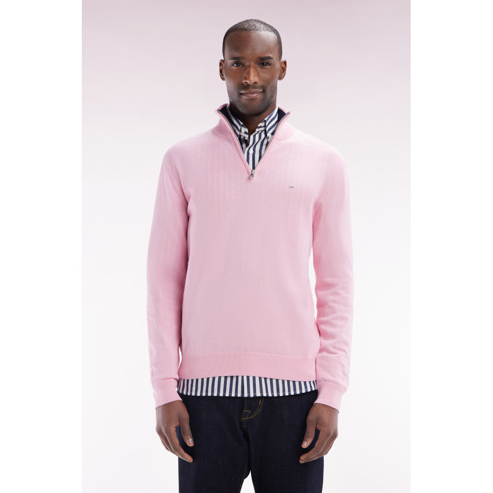 Eden Park Straight-fit pink cotton trucker collar jumper