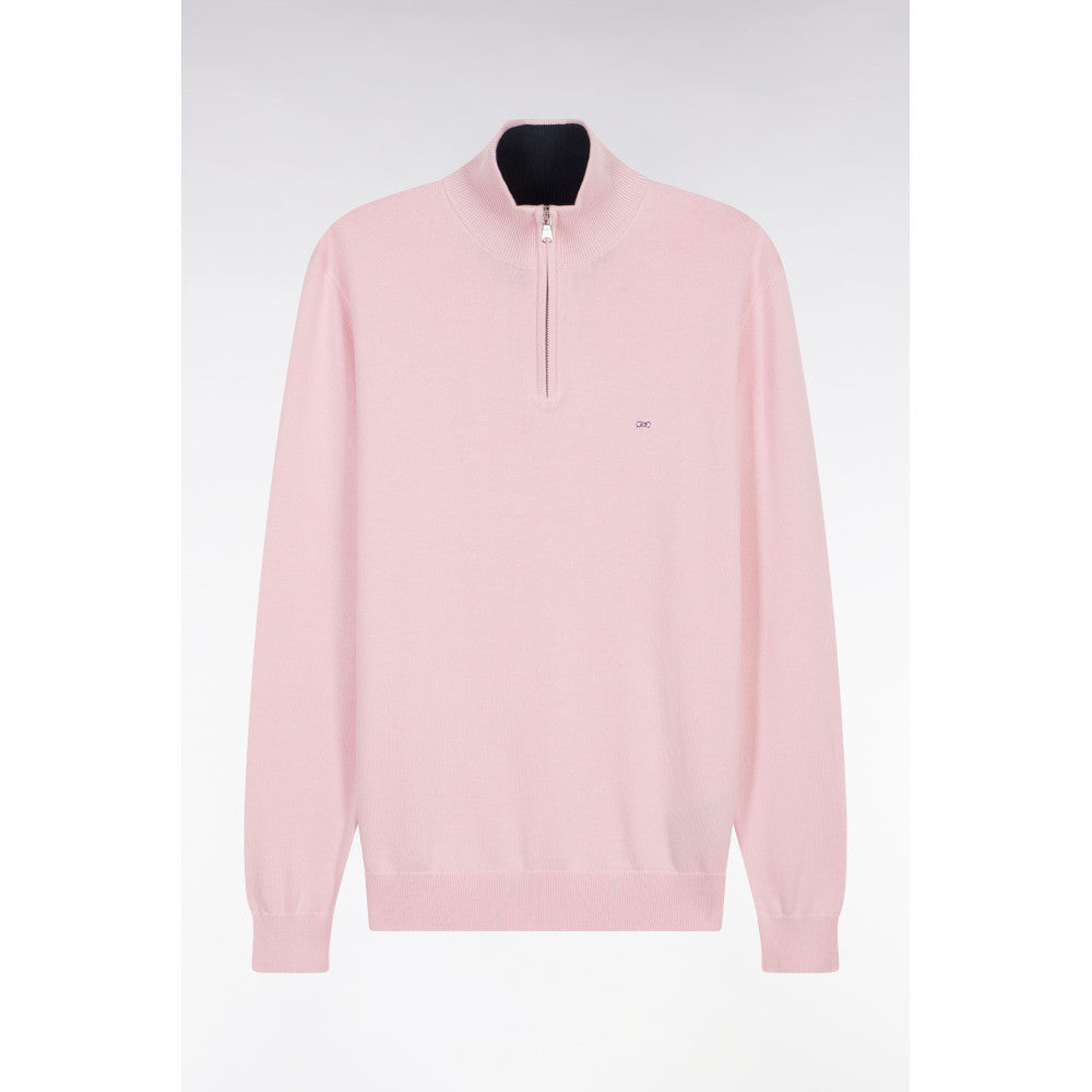 Eden Park Straight-fit pink cotton trucker collar jumper