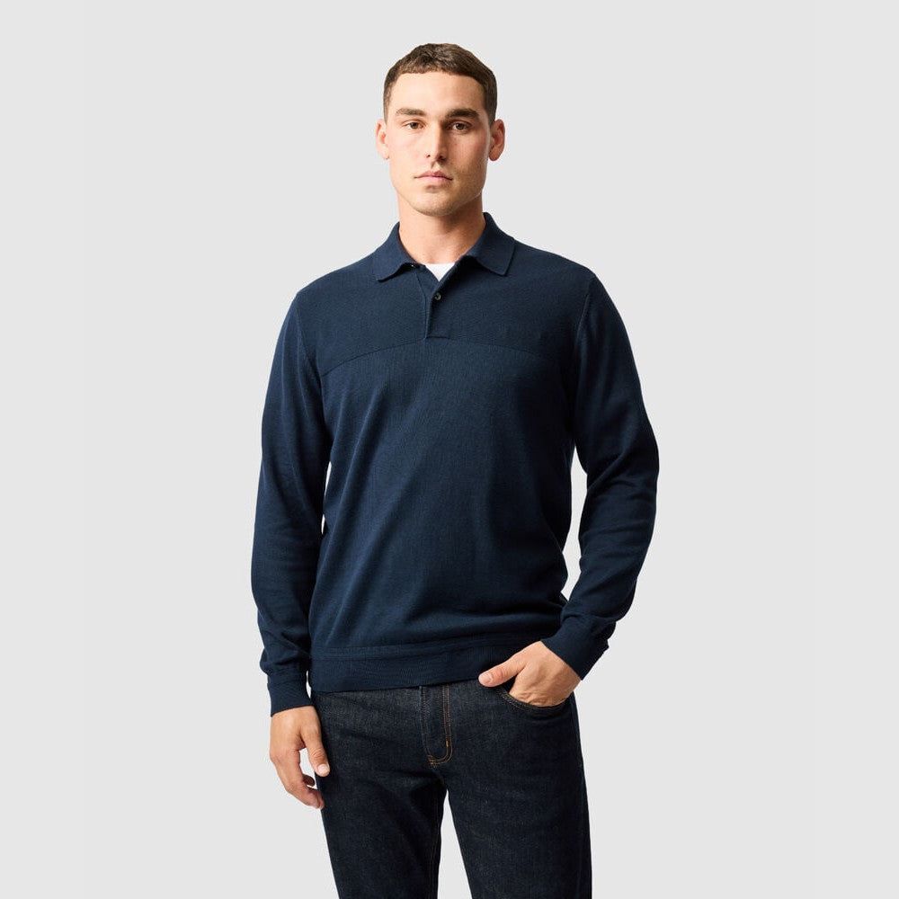 Rodd & Gunn Kingdale Eclipse Knitted Long Sleeve Polo