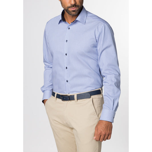 Eterna 8992 16 E15P Blue And White Stripe Comfort Fit Shirt