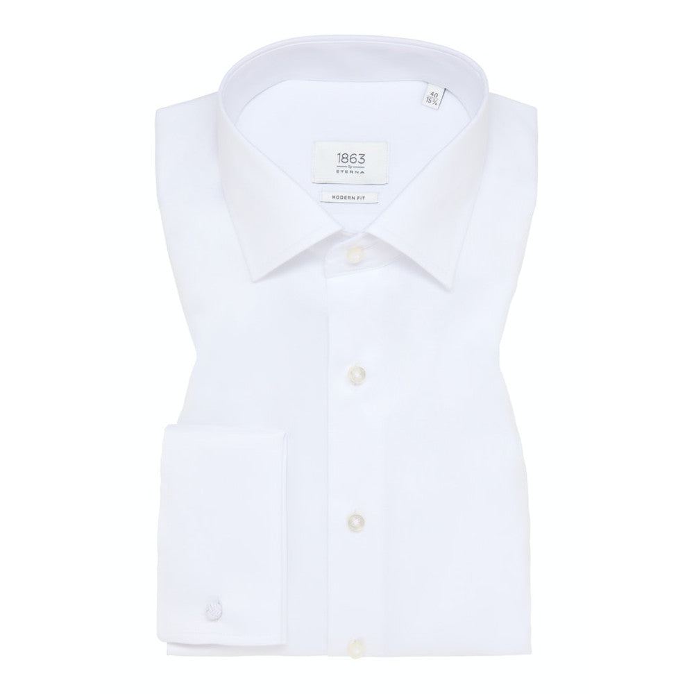 Eterna 8005 00 X659 Modern Fit White 2 Ply Double Cuff Long Sleeve Shirt