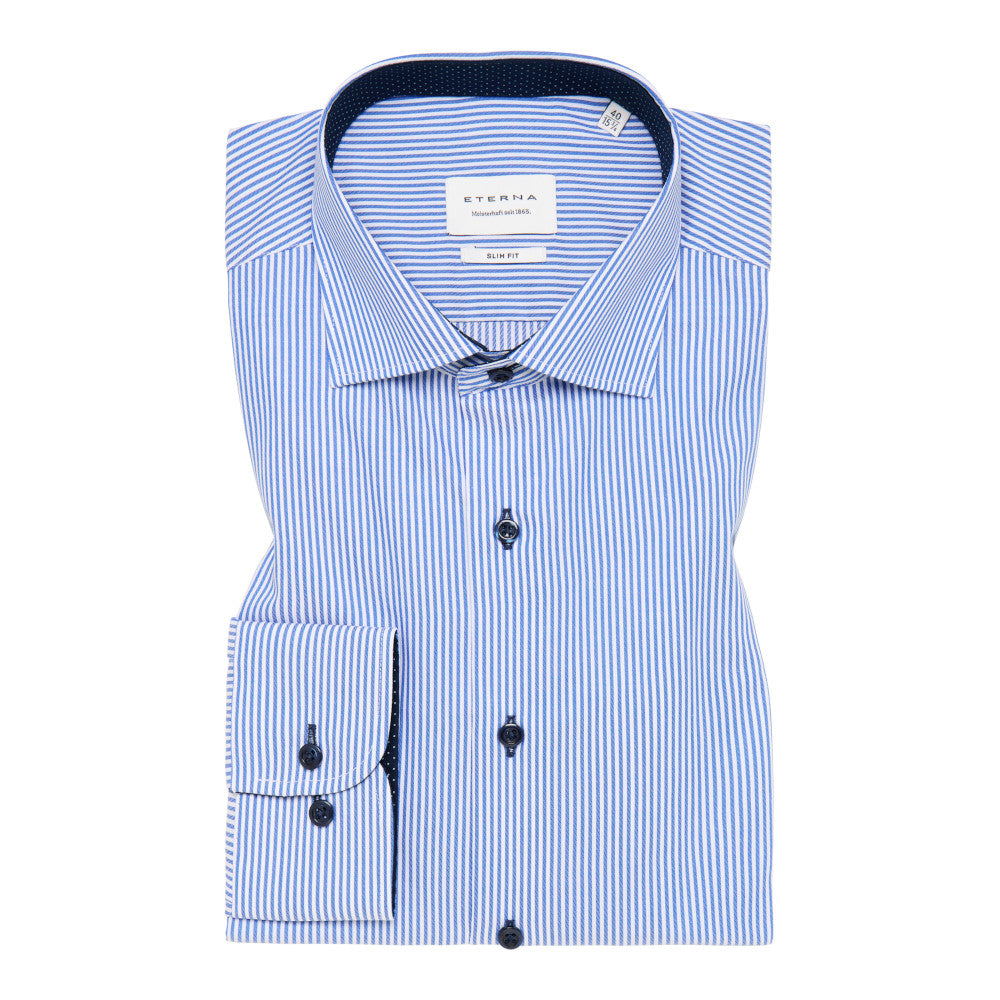 Eterna 8992 16 F140 Blue Stripe Slim Fit Shirt