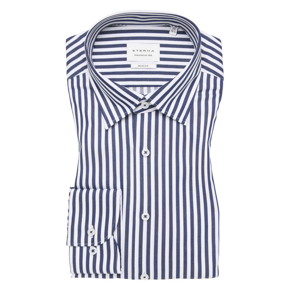 Eterna 1056 18 X11U Navy Stripe Modern Fit Shirt