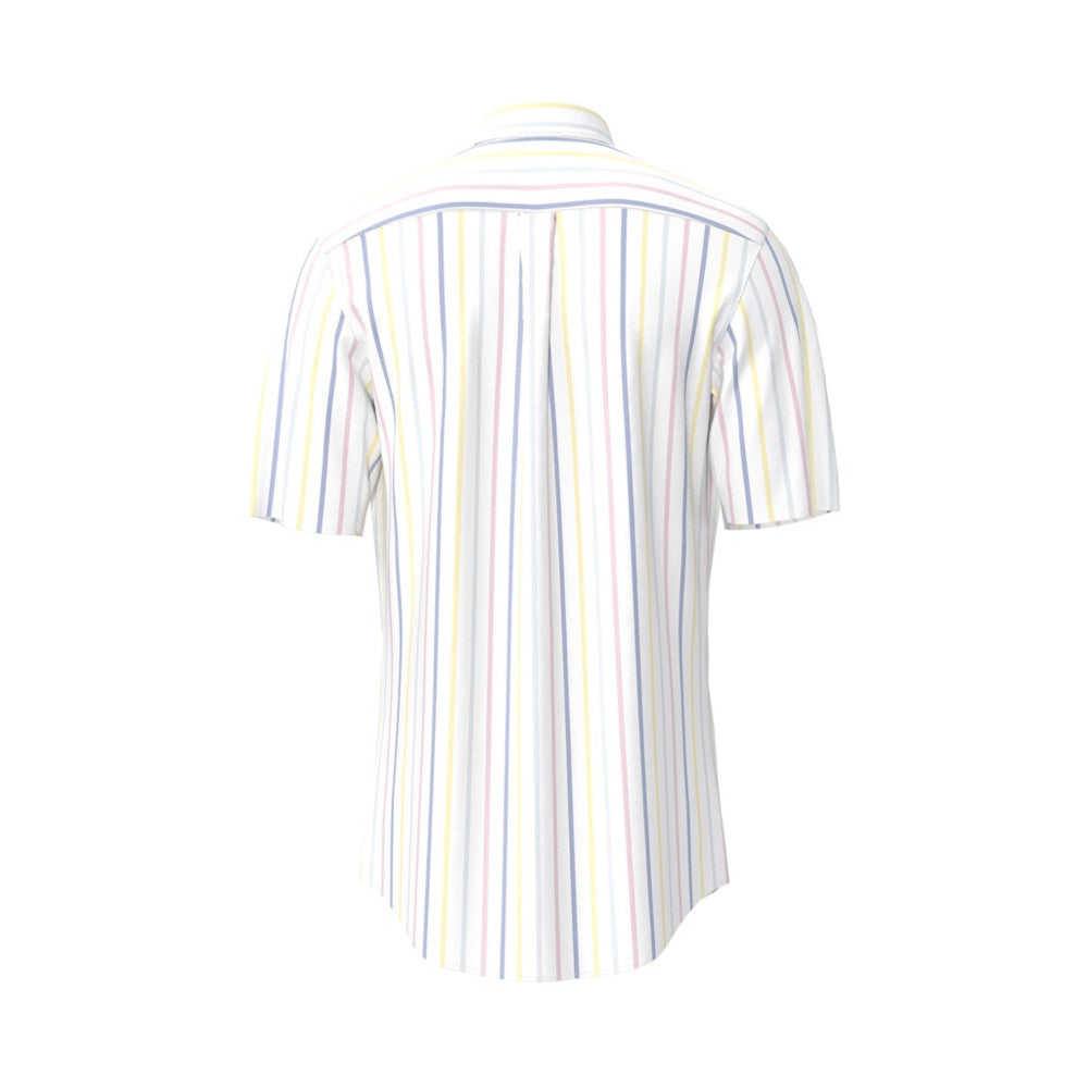 Fynch Hatton 1504 8491 112 Vivid Yellow Summer Oxford Stripes Short Sleeve Casual Shirt