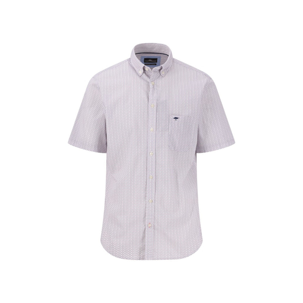 Fynch Hatton 1504 6121 461 Peony Poplin Print Short Sleeve Casual Shirt