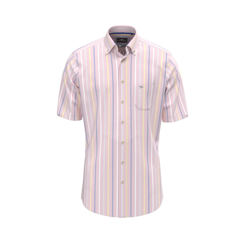 Fynch Hatton 1504 8491 461 Peony Summer Oxford Stripes Short Sleeve Casual Shirt
